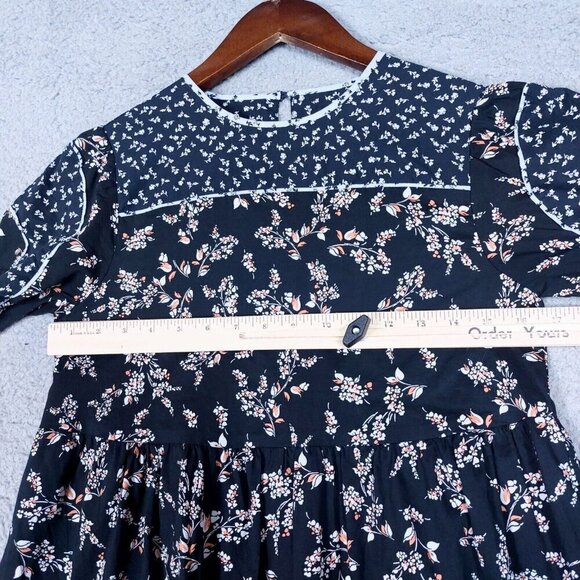 Ann Taylor Dress Women XXS Blue Floral Short Sleeve Tiered Prairie Cottage Core - Picture 4 of 16
